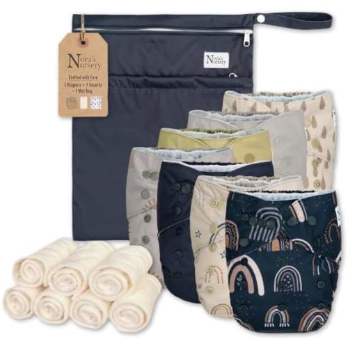 Nora's Nursery Cloth Diapers | 7 Pack | Waterproof,Reusable and Washable