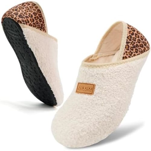 ANLUKE Slipper for Women Men Slipper Socks Fuzzy House Shoes Rubber Sole Slip On Soft-Lightweight Non Slip Indoor/Outdoor