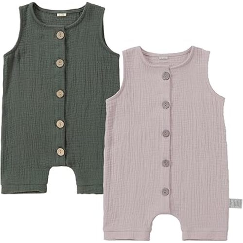 2 Pack Baby Sleeveless Cotton Romper Jumpsuits Summer Clothes 0-24 Months