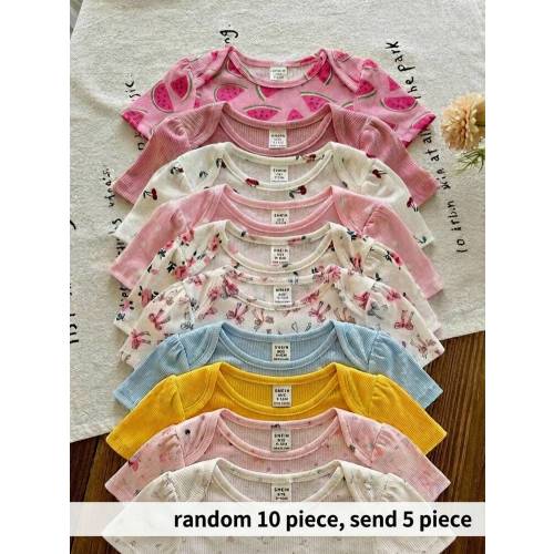 SHEIN LMoss Kids [Random 10pack, Send 5 Pack]Cute Baby Girl Summer Romper Shorts, Floral Pattern, Soft Stretch Knit Shorts, Versatile And Comfortable, Suitable For Summer, Indoors, At Home, Outdoors, And Vacations. Baby Girl Summer Romper Shorts, Knit Fab