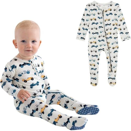 Posh Peanut Baby Boy Footie Pajamas - Soft Viscose Made from Bamboo 2 Way Zipper Sleepers & Onesies