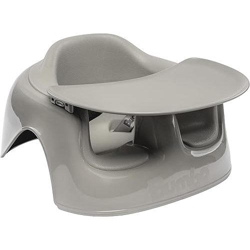 Bumbo Plastic Floor Seat Lite & Tray Combo for Babies 3 to 12 Months, Breige - Lightweight Portable Baby Chair with Large Legroom and 3-Point Harness for Feeding and Play