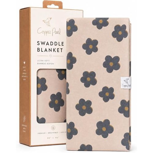 Copper Pearl Swaddle Blankets for Newborns | Soft Stretchy Receiving Blankets for Boys and Girls | Large 46 x 46 Inch Baby Blankets | Lightweight and Breathable Swaddles | Gemma in Tan