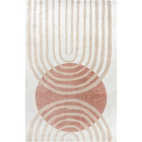 Nuloom Shandra Abstract 5x8 Indoor Area Rug for Living Room Bedroom Dining Room Kitchen, Blush/Ivory