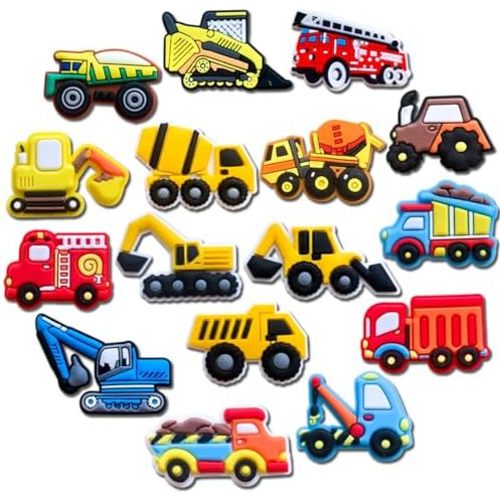 16Pcs Dinosour Truck Cat Sports Game Flower Music Food Shoe Charms Fit for Clog Sandals Decoration, Cute Shoe Charms for Kids Teens