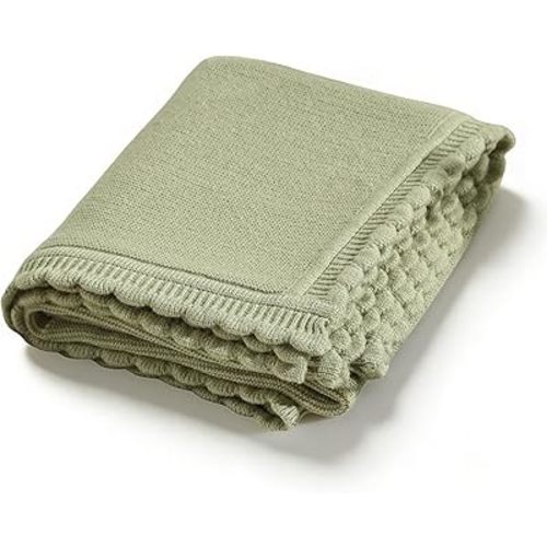 Baby Blanket Cozy Warm Newborn Swaddle Receiving Knit Blanket Soft Stretchable for Boys Girls 40x30 Inch Sage Green