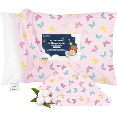 KeaBabies Toddler Pillowcase 13x18 Organic Cotton Cover (Flutter)