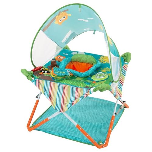 Bright Starts, Pop 'N Jump SE Portable Baby Activity Center, Indoor Outdoor Use, Lightweight, Carrying Bag, Canopy, 6-12 Months (Sweets)