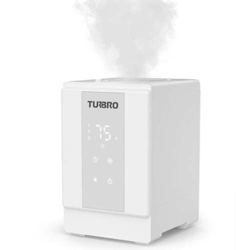 TURBRO 4L (1Gal) 304 Stainless Steel Steam Humidifier Warm Mist Humidifier for Bedroom Baby Nursery, 500 mL/h Output, Dishwasher Safe, Easy to Clean, 3 2 Misting Levels with Sleep Mode, 1-12h Timer, GLS04