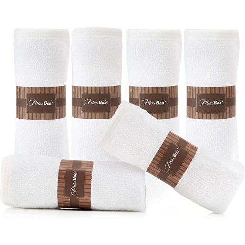 Miniboo Premium Baby Washcloths - Extra Soft and Absorbent Newborn Bath Face Towel - Bamboo Washcloths for Sensitive Skin - Natural Reusable Baby Wipes - Suitable for Baby Gifts