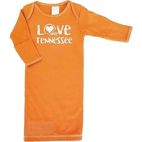 Future Tailgater Tennessee Loves Football Chalk Art Baby Layette Gown Orange