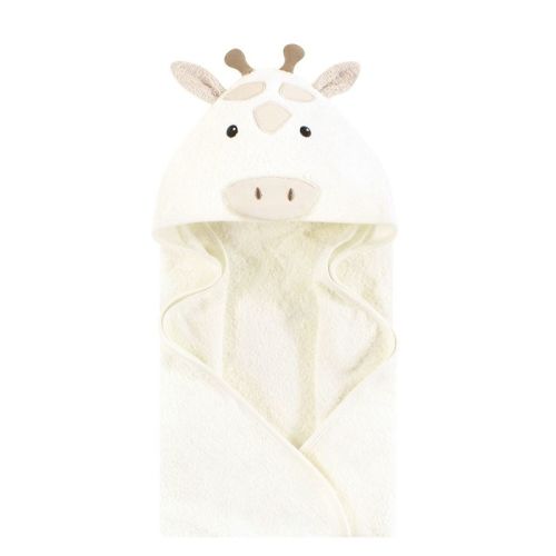 Hudson Baby Infant Cotton Poly Animal Face Hooded Towel, Beige Giraffe, One Size