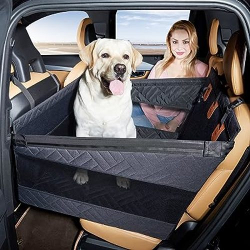 Dog Car Seat for Medium Dogs,Back Seat Extender for Dogs,Large & Small Dog Car Seat Cover for Back Seat, Dog Hammock for Car Back Seat Dog Bed Mattress,Pet Car Seat for Car SUV Truck(Black-L)