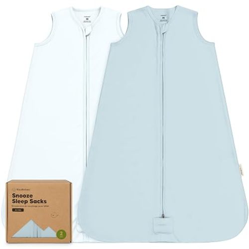 2-Pack Baby Sleep Sacks, Zipper Wearable Blanket,100% Cotton (Glacier, M) | Soft 100% Organic Cotton 0.5TOG, Lightweight Toddler Sleeping Sack 6-12 months, Easy to Wear Newborn Transition Swaddles Sack
