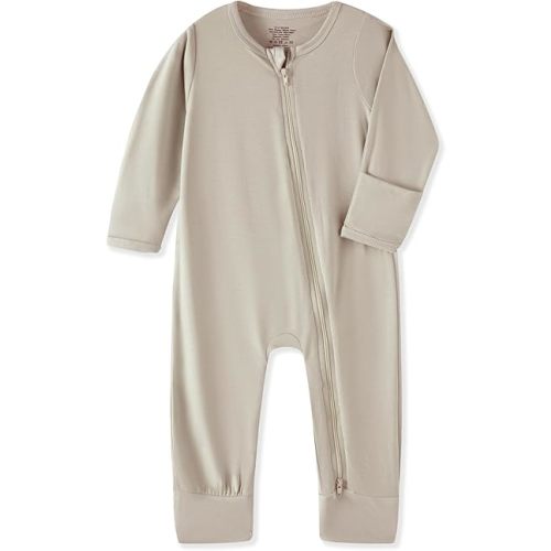 Rayon from Bamboo Baby Pajamas, Baby Sleeper with Mitten Cuffs and 2 Way Zipper, Rompers for Baby Boy Girls 0-24 Months