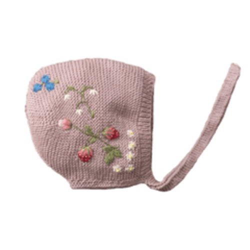 Strawberry bonnet (Cotton) - Dahlia | Knitted & Embroidered