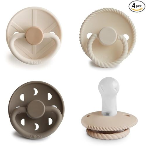 FRIGG SilkySoft Silicone Baby Pacifier 4-Pack Crystal Sparkle | Made in Denmark | BPA-Free (6-18 Months)