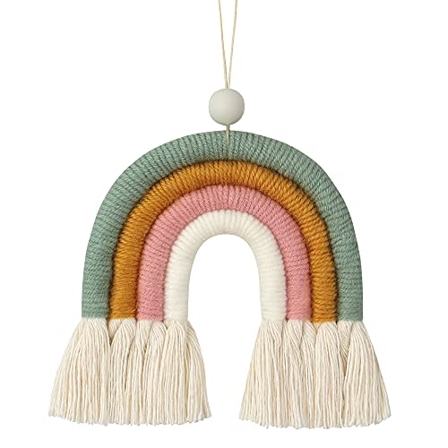 BOHO GARDEN Macrame Bohemian Rainbow Charm - Essential Oil Diffuser for Cars, Baby Nursery, Children’s Bedroom & Home Decor - Decorative Hanging Air Freshener & Accessories - Spring