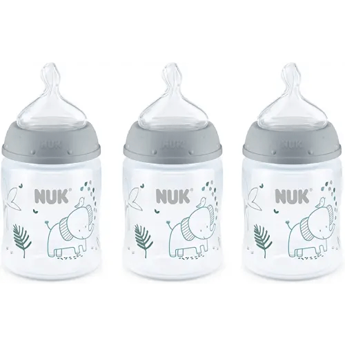 NUK Smooth Flow Anti Colic Baby Bottle, Elephant, 5 Ounce (3 Pack)