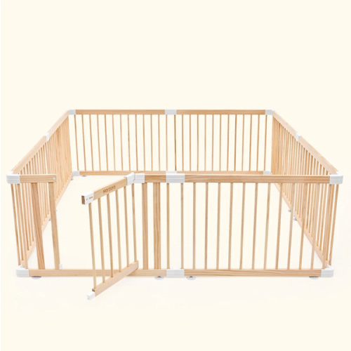 HARPPA Wooden Baby Gate Playpen | Non-Toxic Foldable DIY Adjustable Play Yard for Infants & Toddlers – Natural Finish Baby Fence for Small & Large Spaces