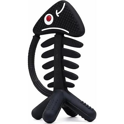3 in 1 Infant Toys, Baby Teething Toys 3–6 6–12 Months, Teethers for Babies 0–3–6–12 Months for Teething Relief, Baby Gift, Baby Teether Toys, Silicone Sensory Toys, USA Patent Pending, Fish (Black)