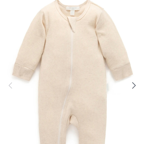 Ribbed Zip Growsuit - Pure Baby