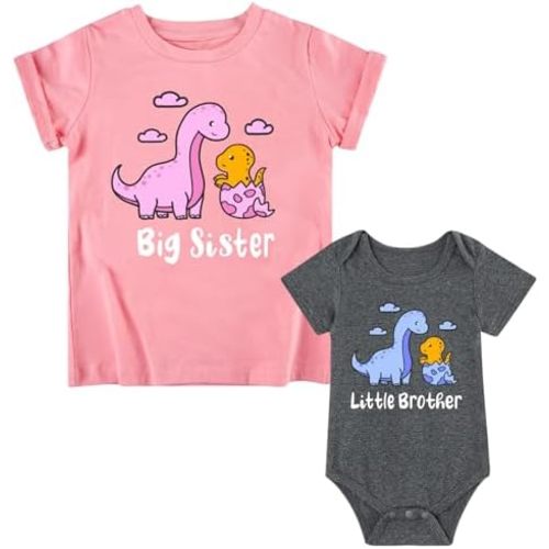 Funnycokid Sibling Matching Outfits Big Brother Sister Toddler T-Shirt Suit