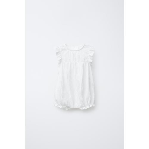 SWISS EMBROIDERED TEXTURED ROMPER - Oyster-white | ZARA United States
