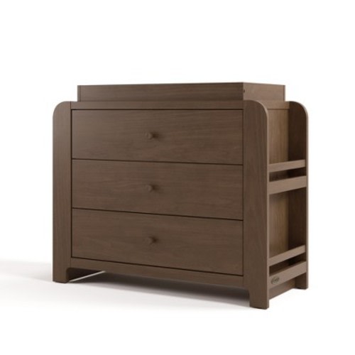 Graco Read-with-Me 3 Drawer Chest with Bookshelves and Removable Changing Topper - Hazelnut