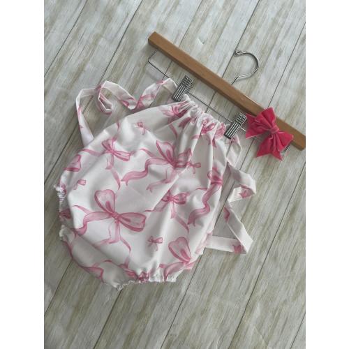 Ribbon Pink Bow Baby/Toddler Girl Romper & Bow Set