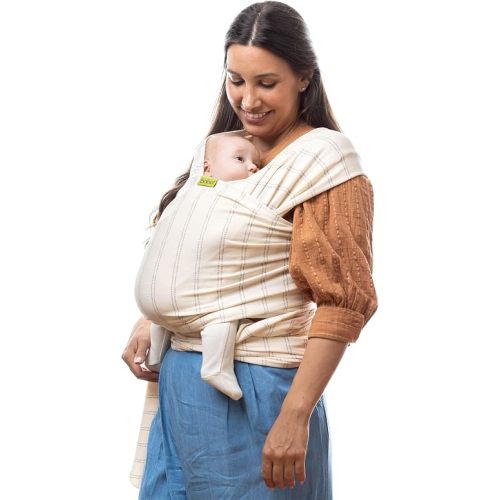 Boba Baby Wrap Carrier-Stretch Bamboo Newborn Sling,Serenity Pebble Striped