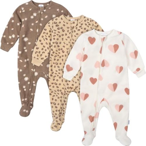 Gerber Baby & Toddler Girls Fleece Footed Pajamas 3-pack