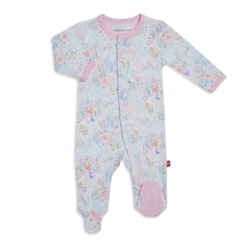Magnetic Me Girls Modal Magnetic Baby Footie Pajamas | Silky Soft Modal Fabric | Baby Sleepers Available Sizes PRE - 24M