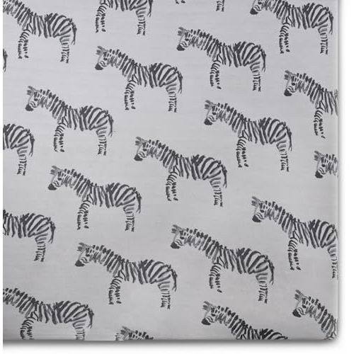 Oilo Crib Sheet, Breathable 100% Turkish Cotton Fitted Jersey, 300 Thread Count, Machine Washable, Fits Standard Crib (28" x 52" x 6"), Toddler Bedding, Gray Zebra