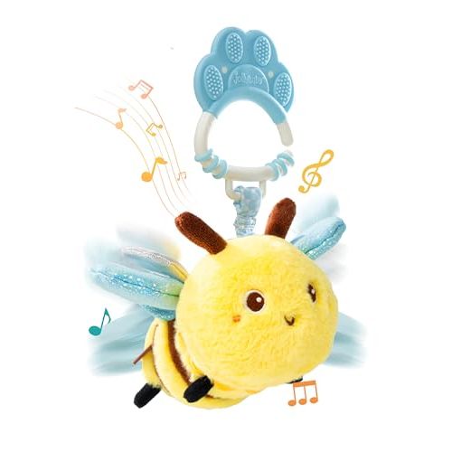Jollybaby Musical Flying Bee Toy - Car Seat, Stroller, Crib & Play Gym Hanging Toys for Baby 0-6-12-24 Months, Tummy Time Sensory Music Toy for Infant Boys and Girls Gifts