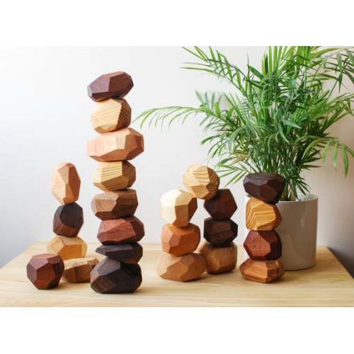 Natural Wooden Balancing Stones // Wood Rocks // Wood Stones // Pile of Wood Stones // Montessori Toy