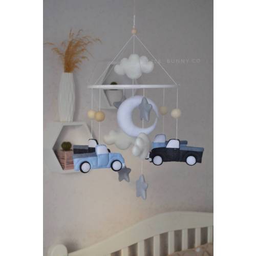 Felt Car Baby Mobile: Transport Nursery Decor, Gift for Newborn