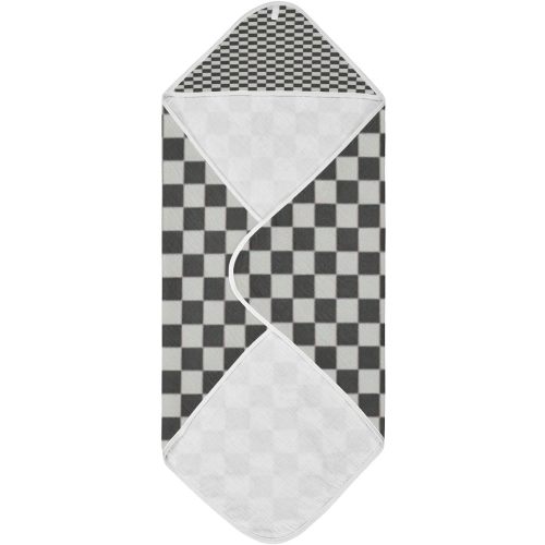Checkered Black White Hooded Baby Bath Towels, Cotton Soft Hooded Towel for Babies - Absorbent Baby Bath Towels 35x35 Inch