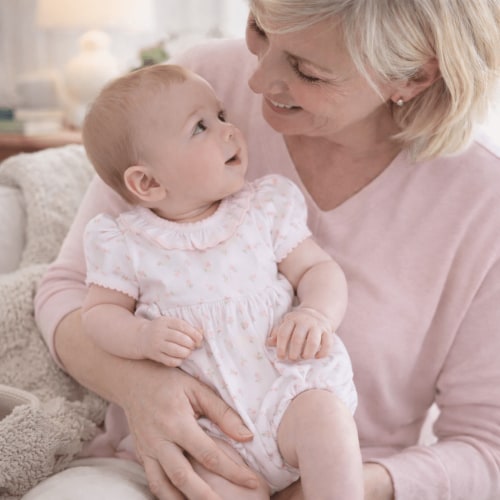 Juliette's Classics Print Ruffle Short Sleeve Bubble
