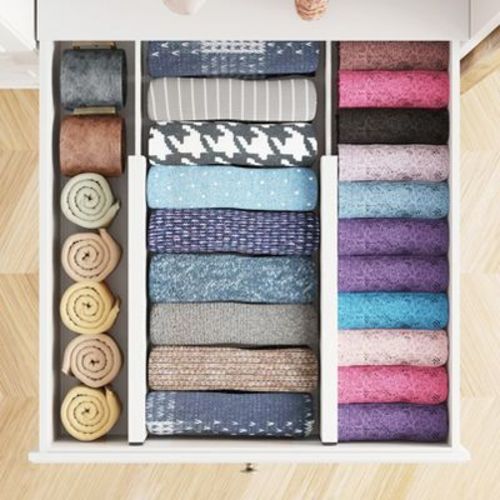 SpaceAid Bamboo Dresser Drawer Dividers, 4-Pack: Adjustable , Expandable Organizers for Clothing, Clothes, Dressers, White