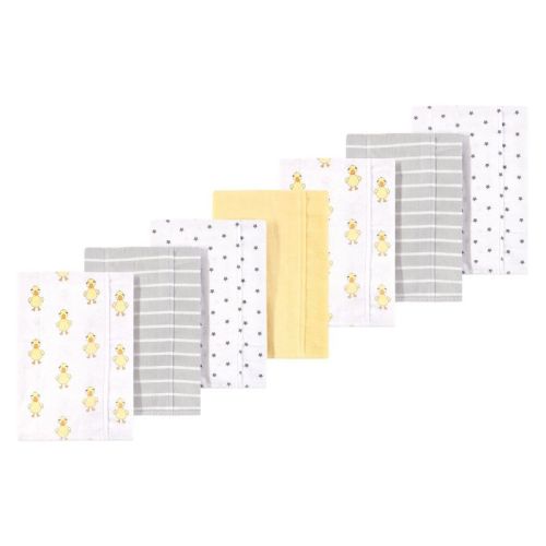 Luvable Friends Hudson Baby Flannel Burp Cloths 7pk, Yellow Duck