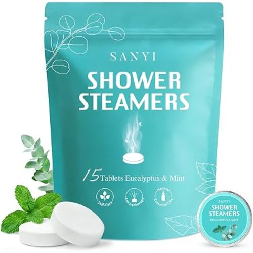 Shower Steamers Aromatherapy 15 Pack, Eucalyptus & Mint Shower Bombs with Natural Essential Oils, Boo Basket Stocking Stuffers Gifts for Women Men, Relaxation Quick Sinus Relief Nasal Congestion