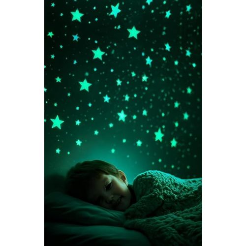 Glow in The Dark Stars for Ceiling or Wall Stickers - Glowing Wall Decals Stickers Room Decor Kit - Galaxy Glow Star Set and Solar System Decal for Kids Bedroom Decoration