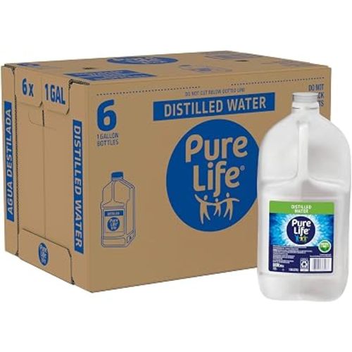 Distilled Water 1 Gallon Jug 6 Pack, Bulk Bottled Water for Daily Hydration
