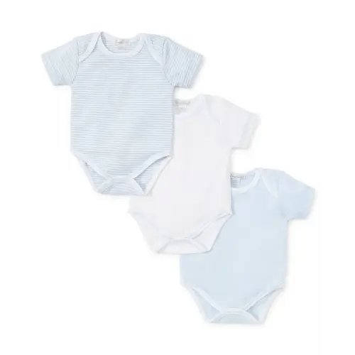 Blue Stripe 3 Pack S/S Bodysuit Set w/ Tulle Bag