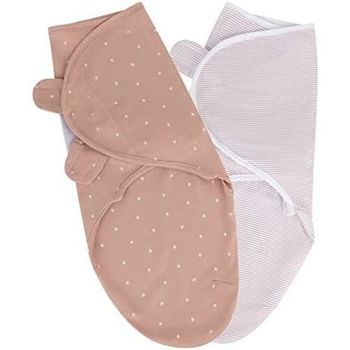Ely's & Co. Adjustable Swaddle Blanket Infant Baby Wrap 2 Pack (Pink Tulip, 0-3 Months)