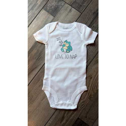 Live to Nap Baby Bodysuit | Snorlax Inspired Onesie | Poke Baby Gift | Handmade
