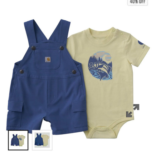 Boys' 2-Piece Short Sleeve Bodysuit & Cargo Pocket Shortall Set (Baby) | Carhartt