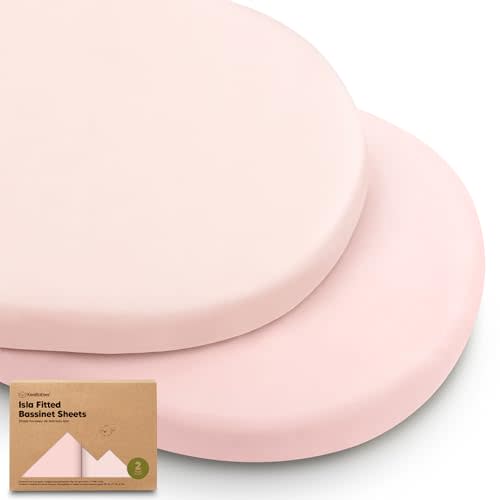 2-Pack Baby Bassinet Sheets Girl, Boy, 33x17 Bedside Sheets (Mist Rose) | Viscose Derived from Bamboo, Universal Fitted Bassinet Sheet, Compatible with Halo Bassinest Sleeper, Baby Delight, Graco