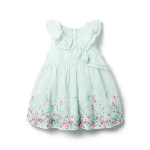 Baby Genoa Green Baby Floral Border Dress by Janie and Jack